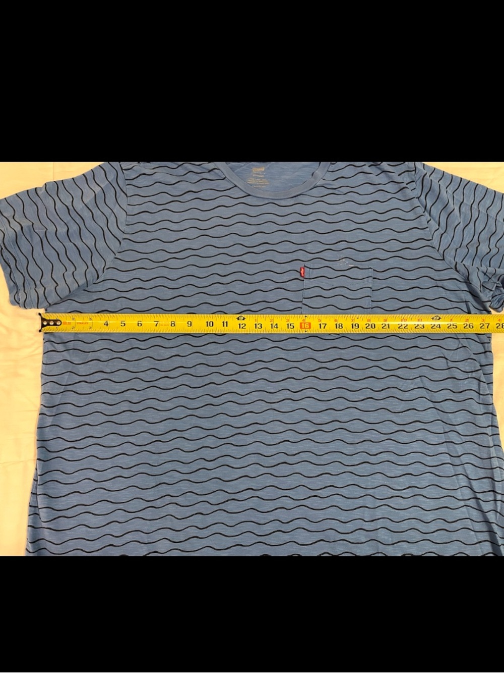 Levi’s Shirt Mens 3XL Blue Squiggle Crew Neck Short Sleeve Logo Stretch Pullover - Picture 3 of 10